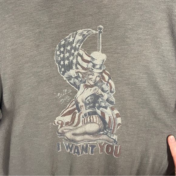 Lucky Brand I Want You USA Graphic Gray Short Sleeve Tee Medium - Picture 3 of 4